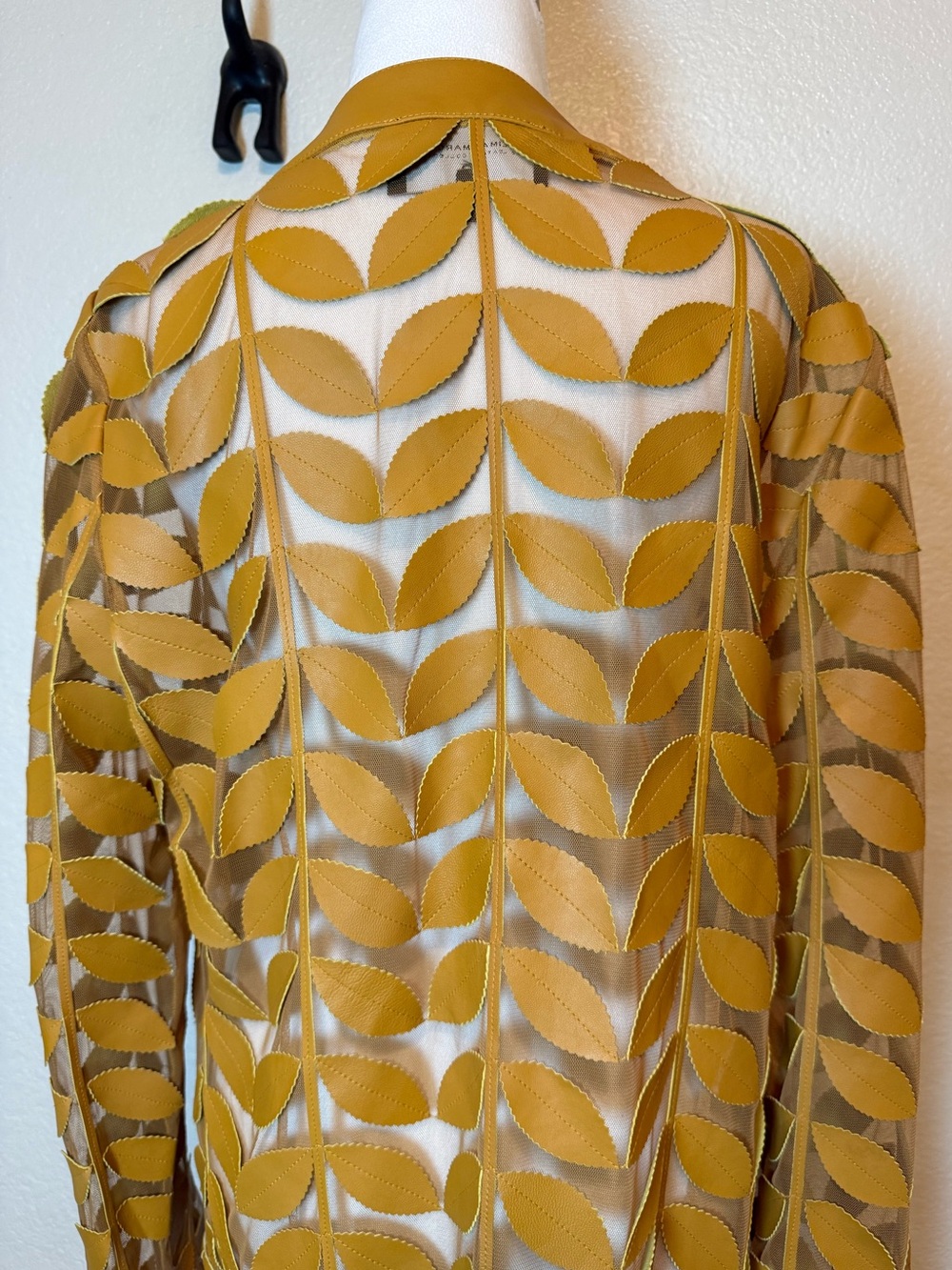 Neiman Marcus The Leather Collection Leaf Appliqué & Mesh Jacket Size XL - Picture 7 of 13